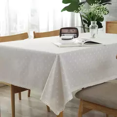 Daisy Flower Pattern Tablecloth, Linho e algodão Lace Edge, Toalha de mesa retangular, Casa e Hotel Textile, Venda quente - loja online