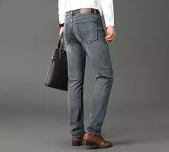Wthinlee-Calça Jeans Stretch Casual Masculina, Calças Jeans Trabalho, Roupa de Marca Masculina Clássica, Azul, Preta, Nova, Moda