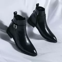 Imagem do Botas altas de luxo masculinas, botas marrons de motocicleta, moda plataforma, botas masculinas, sapatos de couro casuais, alta qualidade