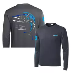 Manga Longa dos homens Proteção UV Crewneck Camisa, Tops De Pesca, Roupas Esportivas, Camisa Estampada, Estampa Humana na internet