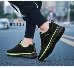 Imagem do Homens tênis de corrida leve caminhada sapatos esportivos malha clássica respirável sapatos casuais masculinos moda mocassins tênis