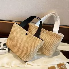 Fsafashion-bolsa de tecido palha para mulheres, bolsa casual para férias, bolsas com alça superior, bolsas de ombro retrô artesanais, moda feminina, 2024 - Wolf Magazine
