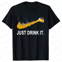 Imagem do Camiseta de manga curta masculina preta, camiseta de cerveja engraçada, tops de rua, roupas novas da moda, verão
