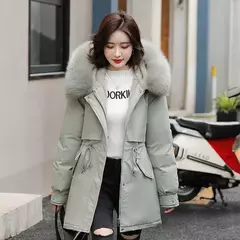 Parka longa de lã com capuz feminino com gola de pele, casaco fino, roupas acolchoadas, neve quente, moda inverno, novo, 2023 - comprar online