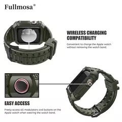 Silicone Apple Watch Band and Case, Strap para Apple Watch Ultra 2 Series 9 8 7 6 SE, Bumper Case, Screen Protector, 40mm, 41mm, 44mm, 45mm, 49mm