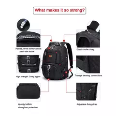 Durável Swiss Multifuncional Laptop Mochila, Resistente À Água Saco De Viagem, Faculdade Bookbag, Porta De Carregamento USB, 17";;VERDADEIRO;;"15 inch General na internet