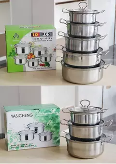 Aço inoxidável Hot Pot Set, Panelas, Sopa Pot, Steamer Presente, 16cm18cm 20cm 22cm, 24cm, Utensílios de cozinha, Atacado, 10 Pcs na internet