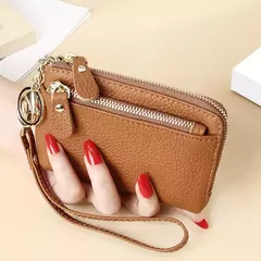 Royal Bagger-carteira curta para mulheres, couro genuíno de vaca, bolsa de embreagem fofa, porta-moedas com zíper, porta-cartão com chaveiro, na moda - loja online