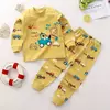 Unisex Cartoon Print Pijama Suit, tops e calças de manga comprida, pijamas casuais para crianças, meninos e meninas