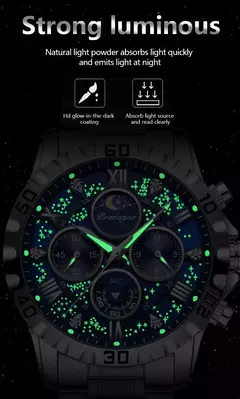 POEDAGAR-Relógio Quartz de Luxo Masculino, Impermeável, Luminoso, Aço Inoxidável, Cronógrafo, Relógio, Esportes, Homem na internet