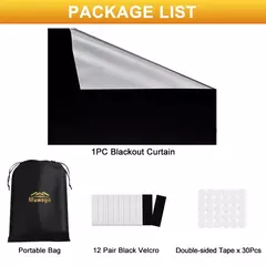Cortina de blecaute removível para viagens 100% blecaute, Película para janela portátil mais escura, pano DIY temporário, sem broca