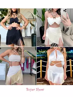 Conjunto sexy de biquíni feminino, sutiã de renda, mini saia, férias de praia, fato de banho feminino casual, 2 peças, verão - comprar online