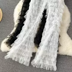 SINGREINY-Calças femininas de malha longa, calças vintage flare pura, em camadas, cintura alta, moda americana, streetwear, Y2K, 2024 na internet