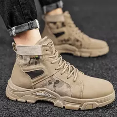 Botas de couro com renda impermeável masculina, bota leve no tornozelo, sapato casual antiderrapante, moda inverno, novo - comprar online