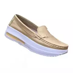 Sapatos femininos de couro vulcanizado em PU, tênis de dedo redondo, casual, boca rasa, slip-on, feminino, diário, impermeável, na moda - Wolf Magazine