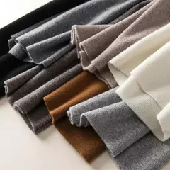 Calça feminina de malha elástica de cintura alta, até o tornozelo, grossa, quente, chique, casual, básica, macia, reta, moda coreana - Wolf Magazine