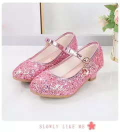 Imagem do Sapato de salto alto de cristal infantil, sandálias de cristal, fivela, princesa sapato de dança, desempenho estudantil, couro, meninas, moda
