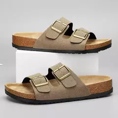 Sandálias masculinas de couro para praia, chinelo confortável, sapatos de marca original, verão 2022 - Wolf Magazine