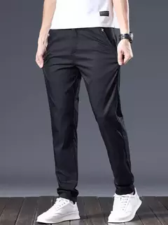 Calça reta masculina de alfaiataria social, calça masculina de algodão, para cima fina e casual, calça empresarial chinesa, clássica, para cima, verão na internet