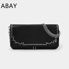 Decoração Metal Chain Strap PU Envelope Handbag para Mulheres, Designer de Luxo Crossbody Bags, Couro 2 Cadeia, Senhoras - loja online
