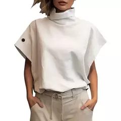 ZANZEA-Camisa feminina elegante de gola alta, blusa manga curta, casual, tops de escritório soltos, festa, moda verão, 2022 - comprar online