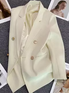 Casaco feminino elegante de terno esportivo, blazer casual, moda coreana, jaqueta de luxo, monocromática roupas femininas, primavera, outono - loja online