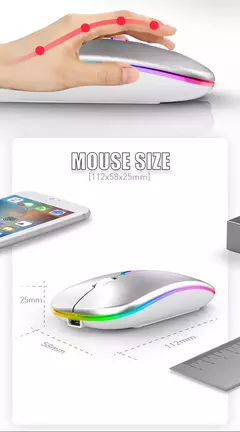 Mouse sem fio Bluetooth para Tablet e telefone, Ratos de retroiluminação RGB recarregáveis para iPad, PC, Laptop, 2.4GHz USB - Wolf Magazine