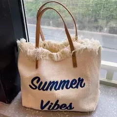 Bolsas de lona grandes para mulheres, bolsa de praia, sacolas de compras, bolsa de ombro axilar feminina, bolsas casuais de alça superior