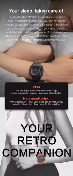 Amazfit-Neo SmartWatch com display STN, 5ATM impermeável relógio esportivo, rastreamento de freqüência cardíaca, Bluetooth, 95New Display relógios, Nobox - comprar online