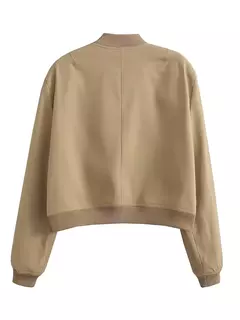 Imagem do Willshela-Jaquetas bomber monocromáticas femininas, casaco com bolsos, decote em v, peito único, mangas compridas, roupas chiques para senhora, moda feminina