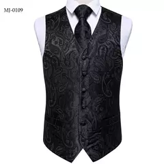 Festa de casamento ouro colete paisley floral jacquard colete masculino 4 pçs colete gravata lenço anel hanky abotoaduras conjunto dibangu - Wolf Magazine
