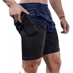 Running Shorts Men Sportswear 2 In 1 Compression Jogging Short Pants Double-deck Bottoms Gym Fitness Training Sport Shorts - comprar online