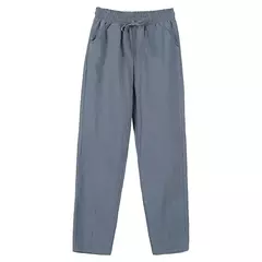 Calça de harém de linho de algodão feminina, elástico na cintura, cores doces, casual, primavera, verão, 2024