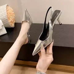 Salto Alto para Mulher, Sapatos de Deslizamento, Escritório e Carreira, Sólido, Sexy, Moda, Verão, 2022, Sandálias na internet