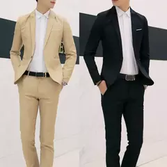 Conjunto de terno de casamento Slim Fit masculino, blazers masculinos, traje de negócios, trajes formais, preto clássico, 2 peças