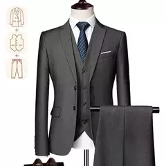 Terno casual de negócios masculino para casamentos, blazer genuíno, colete e calças, grande e alto, colete slim fit, calças de vestido, tamanho EUA - loja online