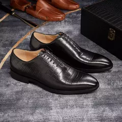 Couro genuíno masculino apontou dedo Oxford sapatos, sapatos de casamento forma - comprar online