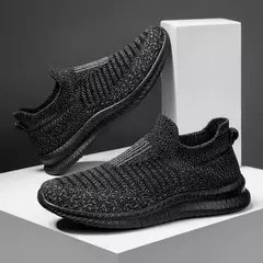 Tênis masculinos confortáveis de malha leve, sapatos de caminhada respiráveis, mocassins casuais, plus size, 49 - Wolf Magazine
