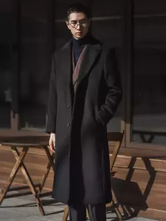 Casaco de mistura de lã único masculino Mauroicardi, sobretudo longo preto quente, roupa de alta qualidade, luxo, outono, inverno, 2022
