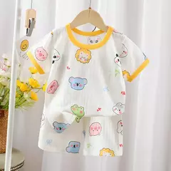 Conjunto de pijamas com estampa de dinossauro para meninos e meninas, camiseta e shorts infantis, terno infantil, verão, novo, 2 peças - loja online