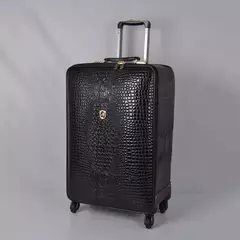 Crocodilo Padrão Couro Rolando Bagagem, Embarque Trolley Mala, Bagagem de Viagem Real para Homens e Mulheres, 16 20 24 Polegada na internet