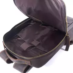 Imagem do Mochila de couro genuíno para homens, cavalo louco vintage mochila para laptop grande mochila diária mochila de viagem mochila para caminhadas
