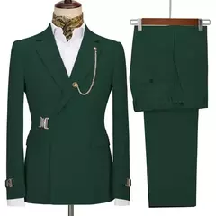 Blazer e calça masculina com lapela entalhada, fantasia justa, roupa de casamento, design italiano, festa, 2 peças, 2024 - comprar online