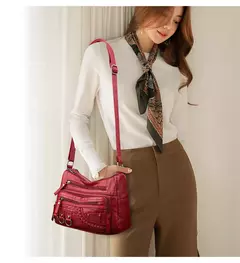 Bolsa de bolso multi couro PU vintage feminina, bolsas de ombro transversais femininas, bolsas de design de luxo, alta qualidade, 2023 na internet