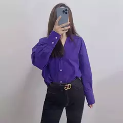 Imagem do TRAF-Camisa multicolor de botões para mulheres, blusa de manga comprida, blusas extragrandes, streetwear feminino, verão