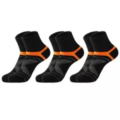 Meias esportivas pretas masculinas, casual, macia, correndo, verão, absorvem o suor, respirável, meia masculina, alta qualidade, 3 pares - loja online