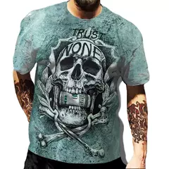 Camiseta de crânio extragrande manga curta masculina, streetwear de hip-hop, blusa casual, camiseta Harajuku, Y2k, roupa gola O, tendência - comprar online