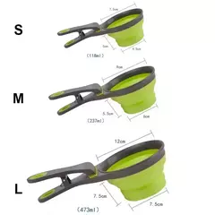Alimentador dobrável para animais de estimação, colher de água, tigela ao ar livre, copo de medição de comida para cães, clipe de vedação multifuncional, conveniente, suprimentos para animais de estimação