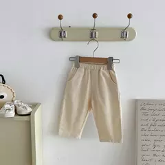 Imagem do Calças compridas casuais de cor sólida para meninos e meninas, calças compridas casuais com cintura para bebês e crianças