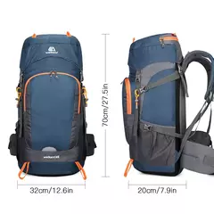 Mochila de caminhada resistente à água com capa de chuva, esporte ao ar livre, mochila de viagem para camping, escalada, montanhismo, 65L